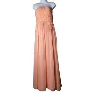 Donna Morgan Strapless Peach Chiffon Maxi Dress 8‎ Prom Homecoming Formal Gown